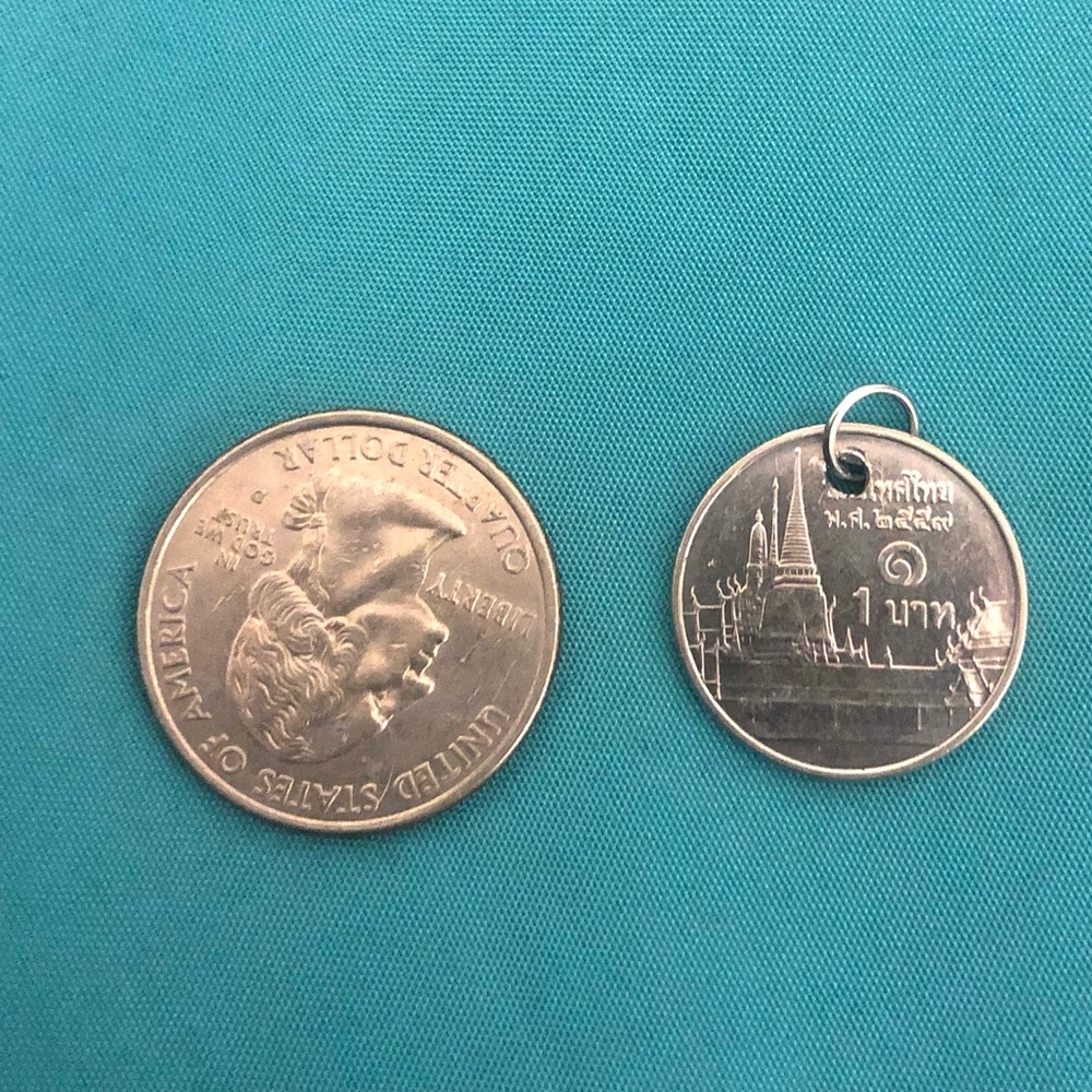 silver thailand coin necklace charm